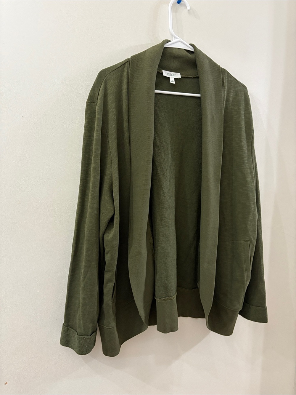 Haven well within - Olive Green Open-Front Cardigan - xl - 100% cotton